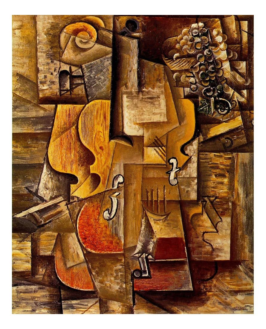 1912 Violon et raisins by Pablo Picasso, vintage artwork, 16x12"(A3) Poster