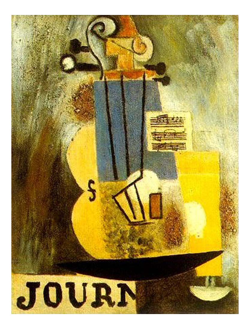 1912 Violon, partition et journal by Pablo Picasso, vintage artwork, 16x12"(A3) Poster
