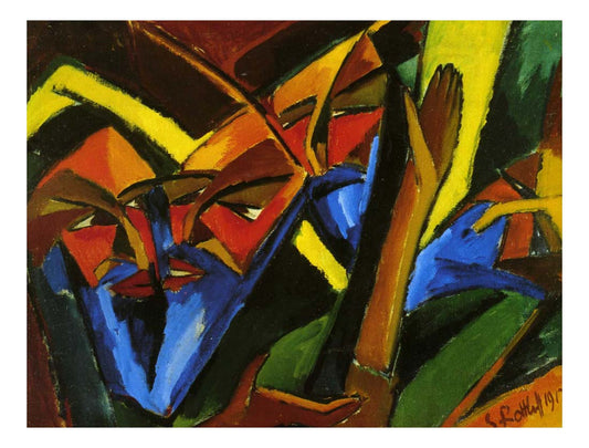 1912 Karl Schmidt-Rottluff  - Pharisees -Vintage Artwork, 16x12"(A3) Poster Print