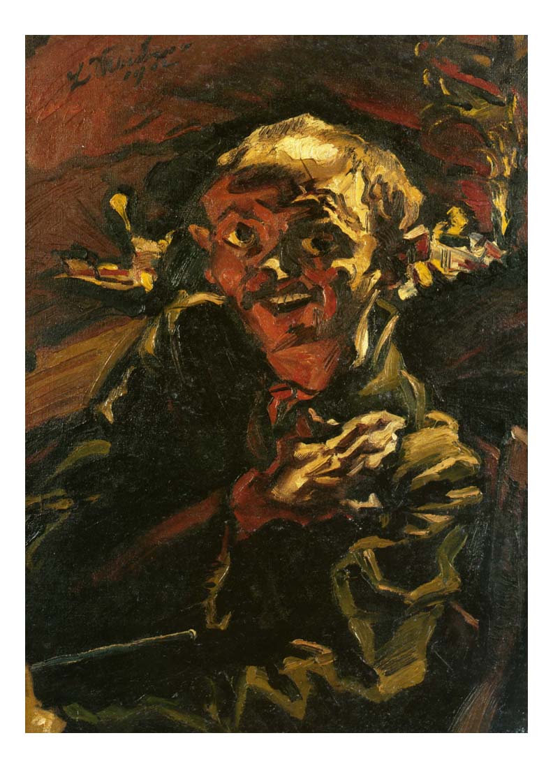 1912 Ludwig Meidner - Autoportrait -Vintage Artwork, 16x12"(A3) Poster Print