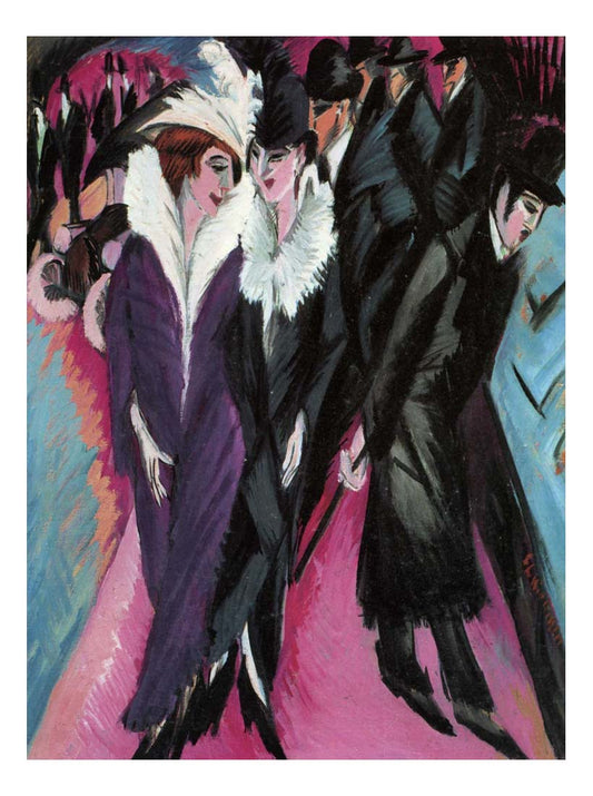 1913 1914 Ernst Ludwig Kirchner - Street Scene-Vintage Artwork, 16x12"(A3) Poster Print