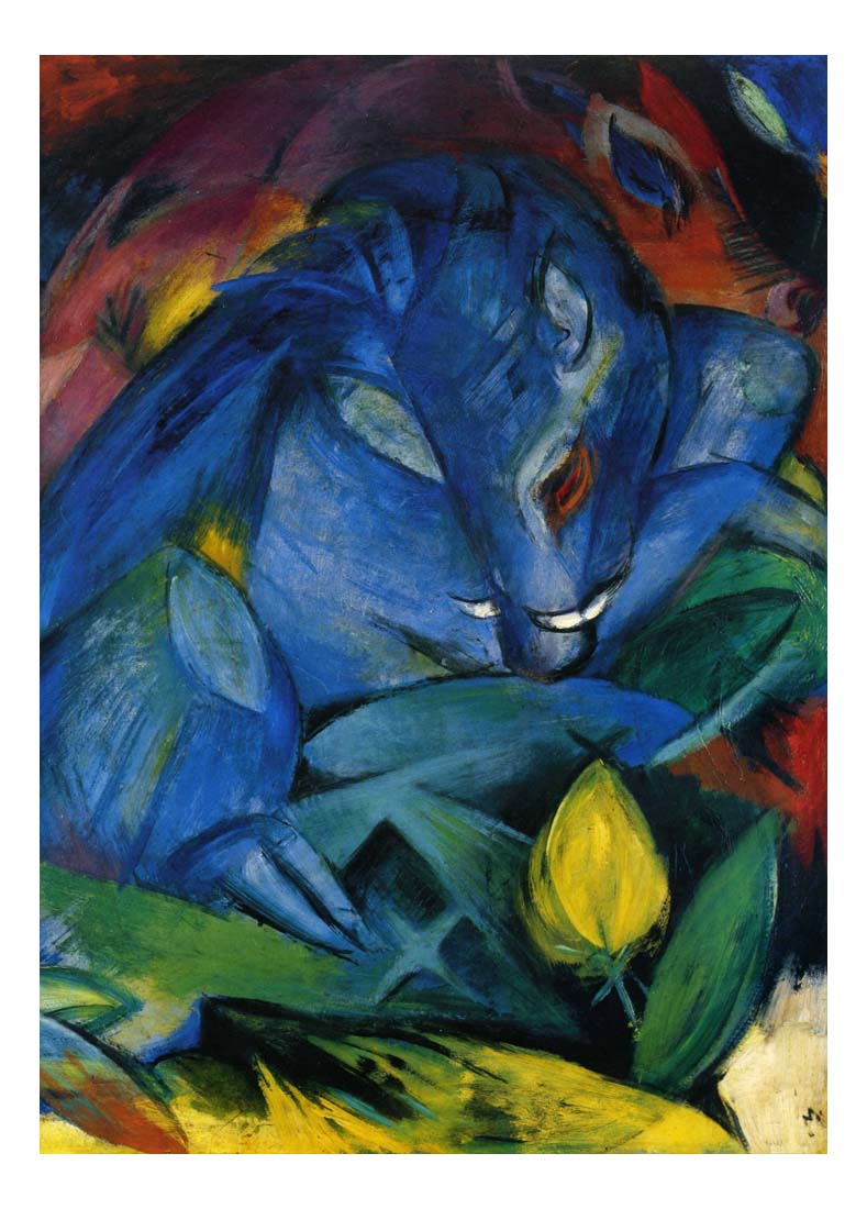 1913 Franz Marc - Boar and sow, wild pigs-Vintage Artwork, 16x12"(A3) Poster Print