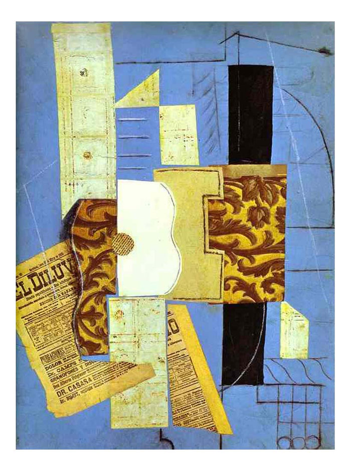 1913 Guitare by Pablo Picasso, vintage artwork, 16x12