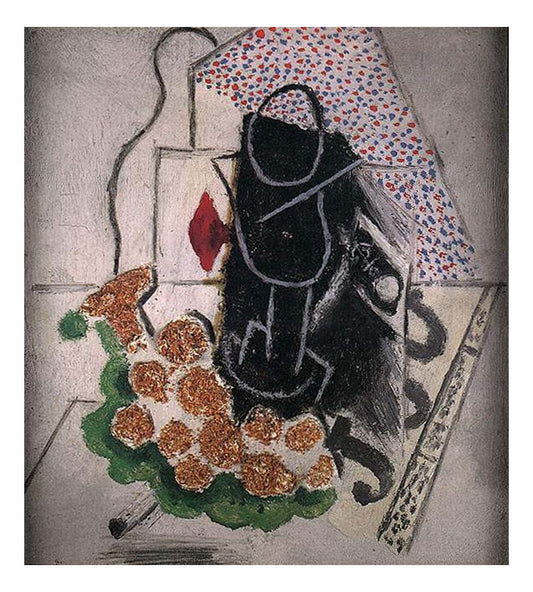 1914 Grappe de raisin, pipe, verre, et journal by Pablo Picasso, vintage artwork, 16x12"(A3) Poster