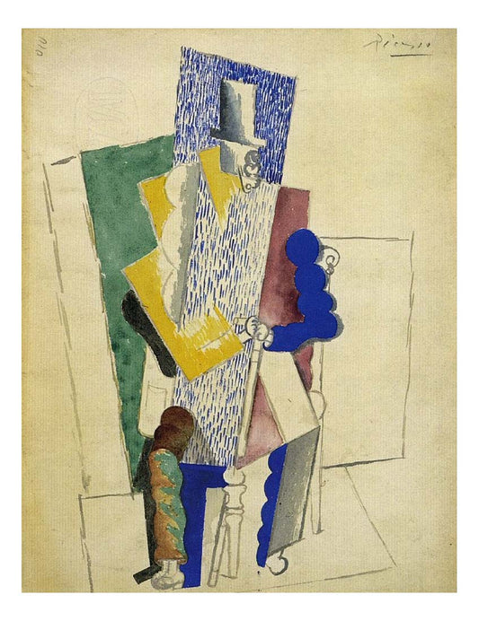 1914 Homme au gibus by Pablo Picasso, vintage artwork, 16x12"(A3) Poster