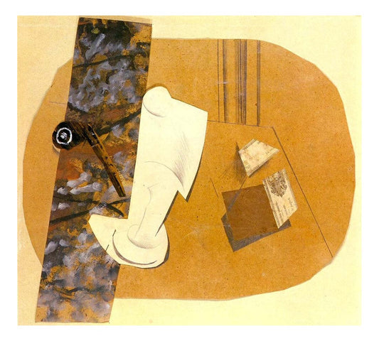 1914 Pipe, verre et paquet de tabac by Pablo Picasso, vintage artwork, 16x12"(A3) Poster
