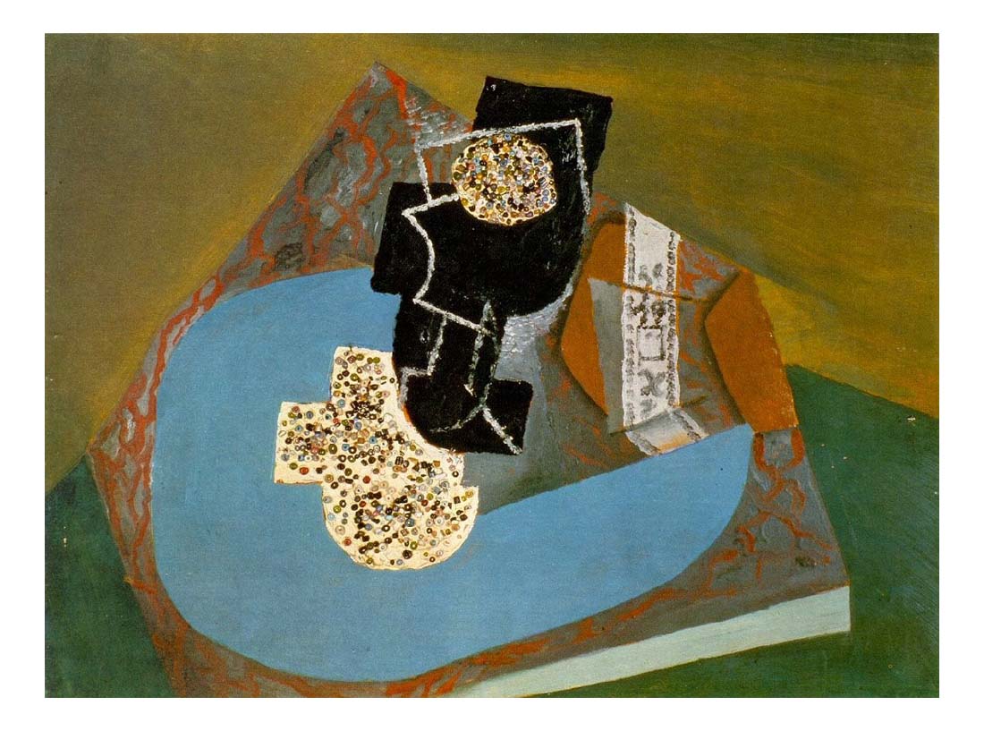 1914 Verre et paquet de tabac sur une table by Pablo Picasso, vintage artwork, 16x12"(A3) Poster