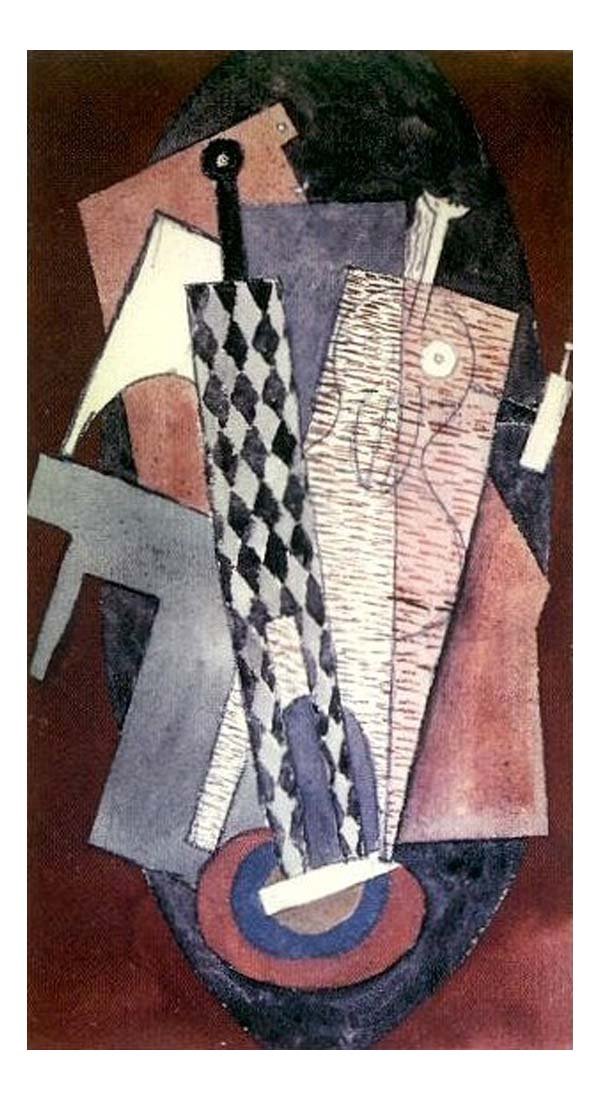 1915 Arlequin tenant une bouteille et femme by Pablo Picasso, vintage artwork, 16x12"(A3) Poster