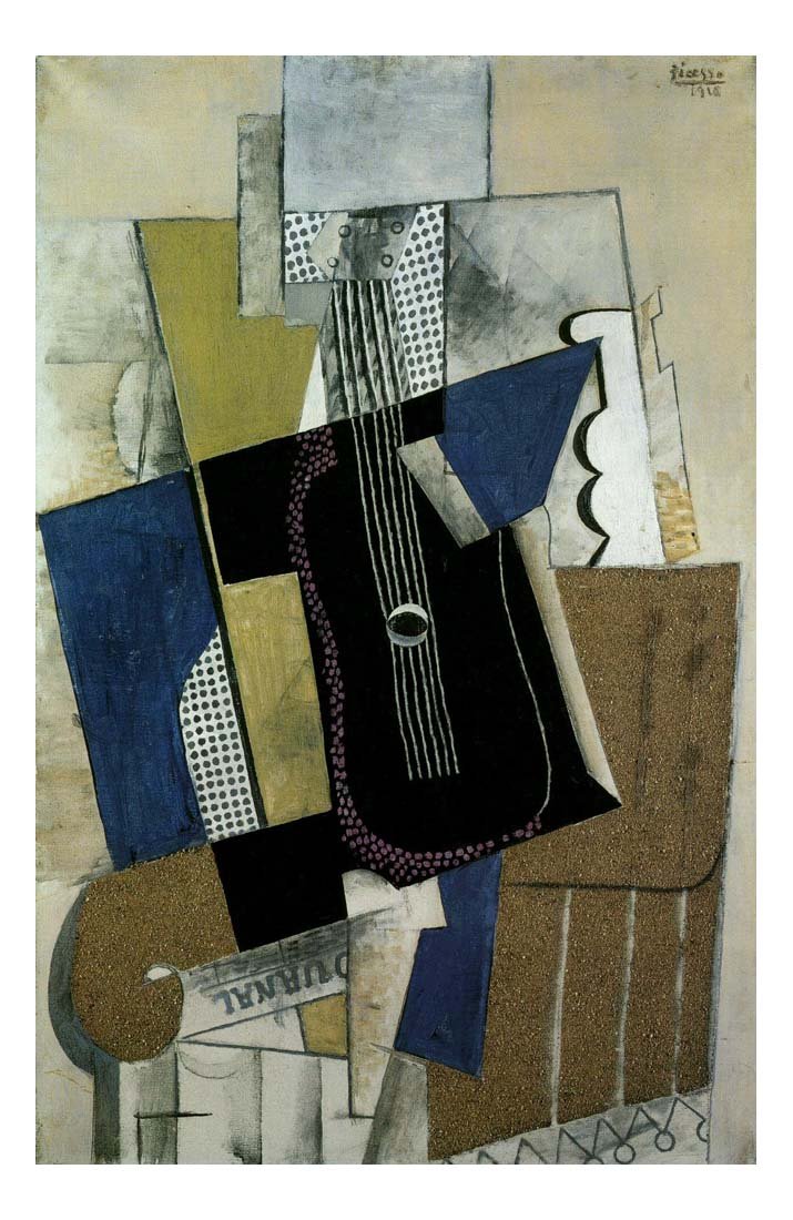 1915 Guitare et journal by Pablo Picasso, vintage artwork, 16x12"(A3) Poster
