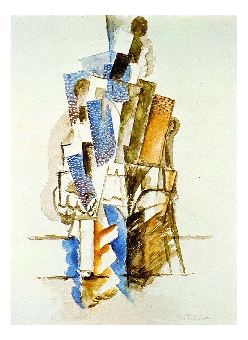 1915 Homme assis by Pablo Picasso, vintage artwork, 16x12"(A3) Poster
