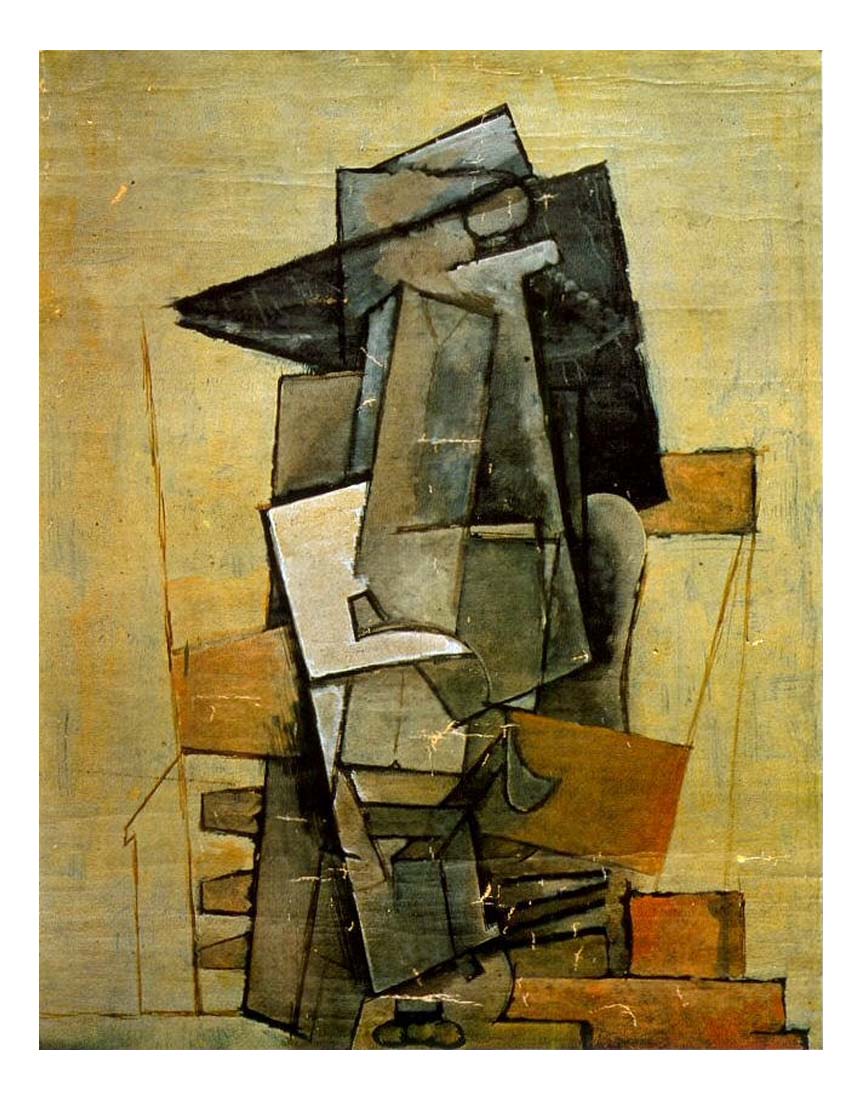 1915 Homme assis1 by Pablo Picasso, vintage artwork, 16x12"(A3) Poster
