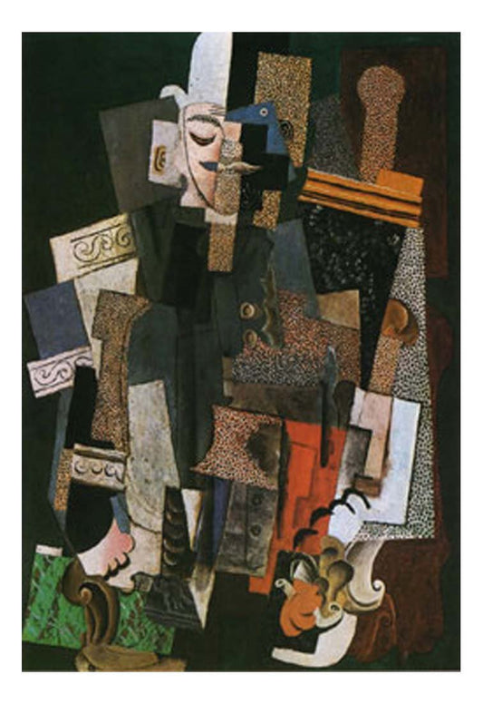 1915 homme_au_chapeau_melon_assis_dans_un_fauteuil by Pablo Picasso, vintage artwork, 16x12"(A3) Poster