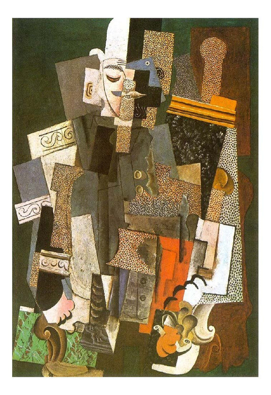 1915 Homme au chapeau melon assis dans un fauteuil by Pablo Picasso, vintage artwork, 16x12"(A3) Poster