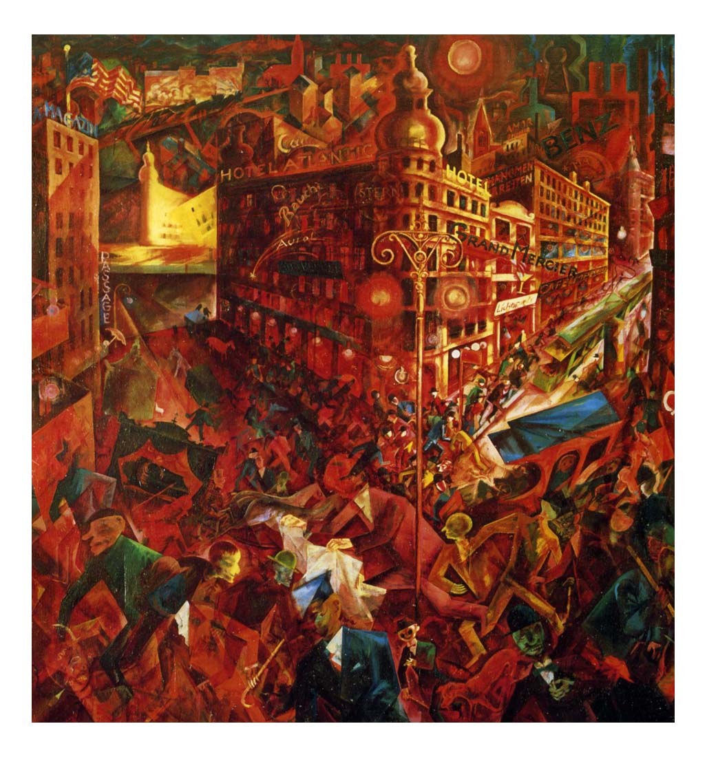 1916-1917 George Grosz - Overlooking the great view-Vintage Artwork, 16x12"(A3) Poster Print