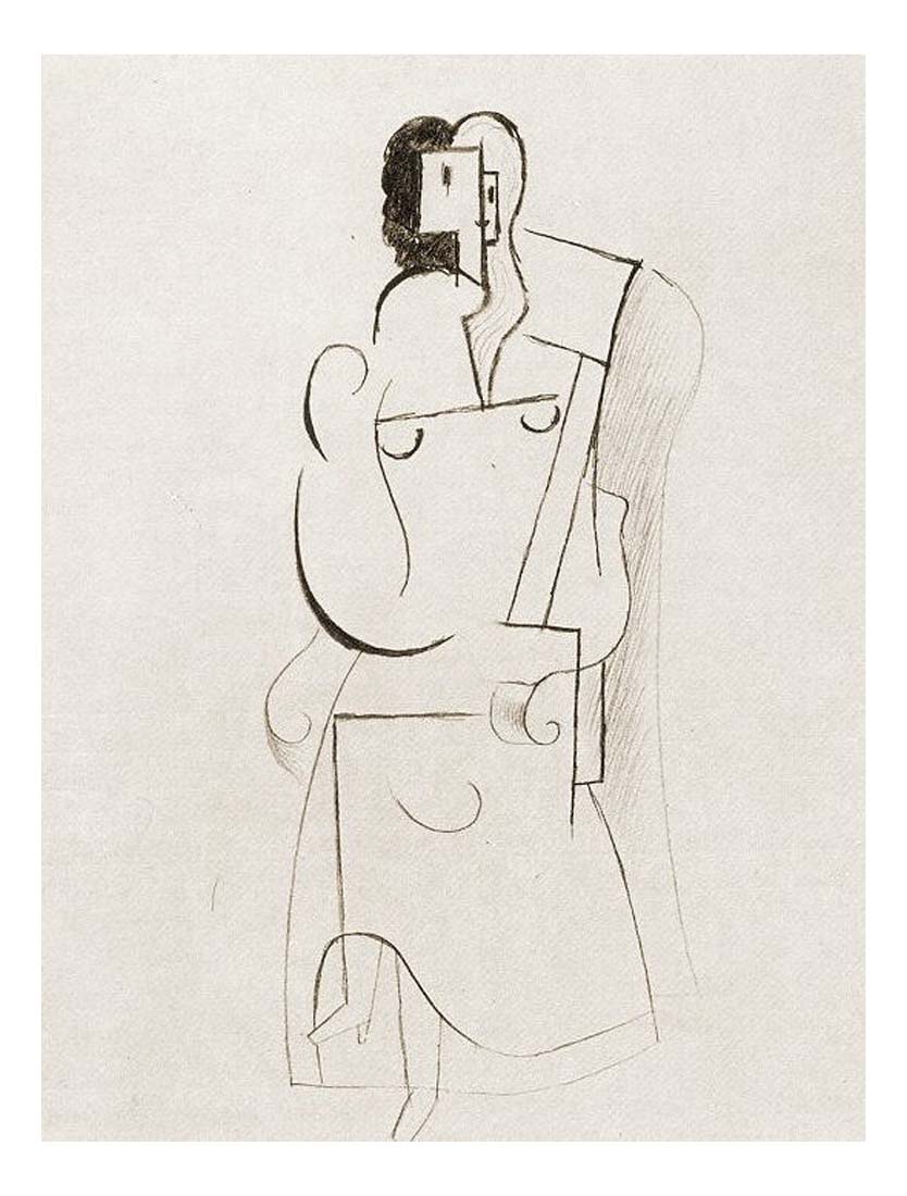 1916 Femme assise dans un fauteuil by Pablo Picasso, vintage artwork, 16x12"(A3) Poster