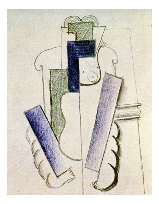 1916 Femme-Guitare sur une table by Pablo Picasso, vintage artwork, 16x12"(A3) Poster