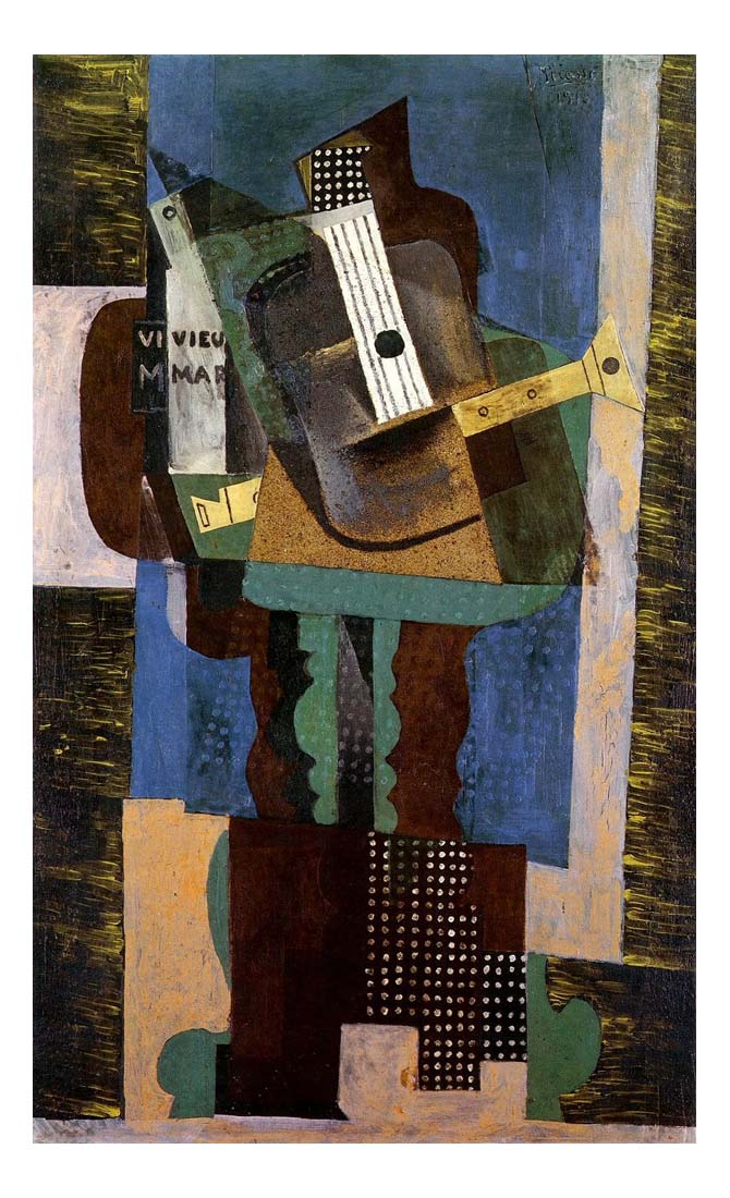 1916 Guitare, clarinette et bouteille sur une table by Pablo Picasso, vintage artwork, 16x12"(A3) Poster