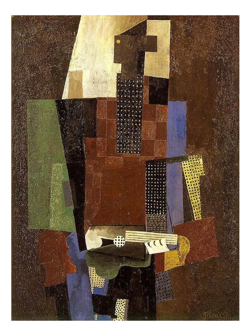 1916 Guitariste by Pablo Picasso, vintage artwork, 16x12"(A3) Poster