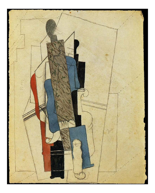 1916 Homme assis dans un fauteuil by Pablo Picasso, vintage artwork, 16x12"(A3) Poster