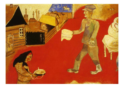 1916 1918 Marc Chagall - Village Scene-Vintage Artwork, 16x12"(A3) Poster Print