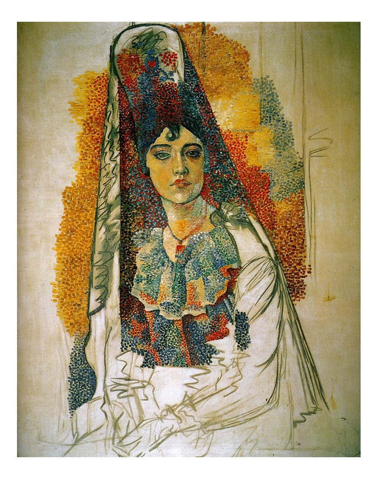 1917 Femme en costume espagnol (La Salchichona) by Pablo Picasso, vintage artwork, 16x12"(A3) Poster