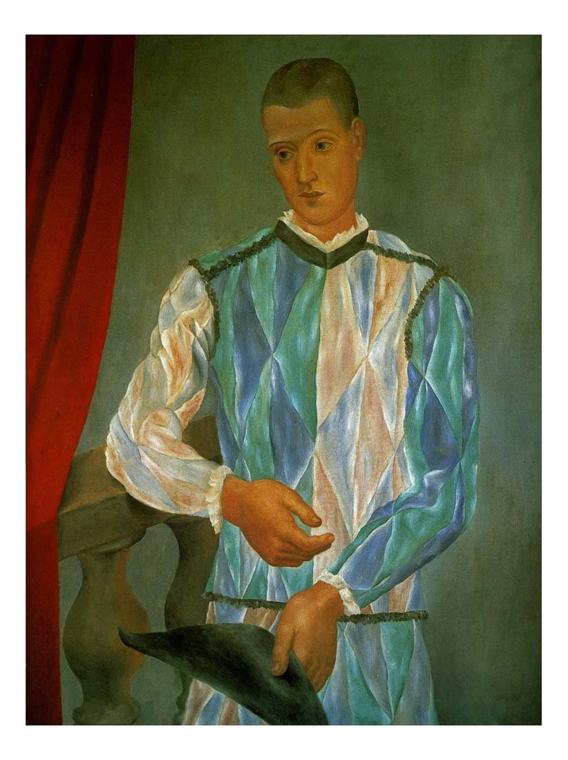 1917 L'arlequin de Barcelone by Pablo Picasso, vintage artwork, 16x12"(A3) Poster
