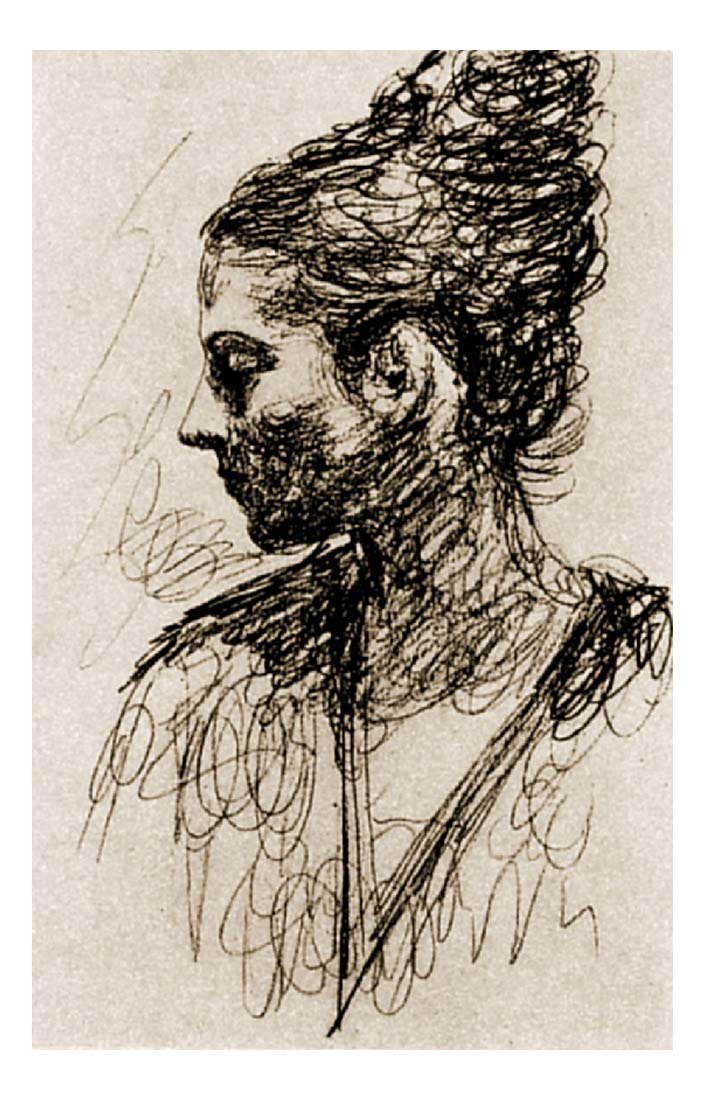 1917 OProfil d'Olga au chignon by Pablo Picasso, vintage artwork, 16x12"(A3) Poster