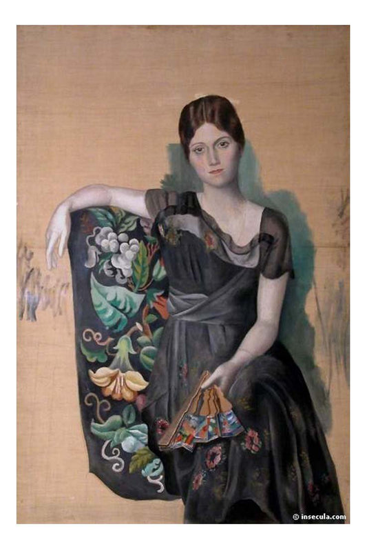 1917 Portrait d'Olga dans un fauteuil by Pablo Picasso, vintage artwork, 16x12"(A3) Poster