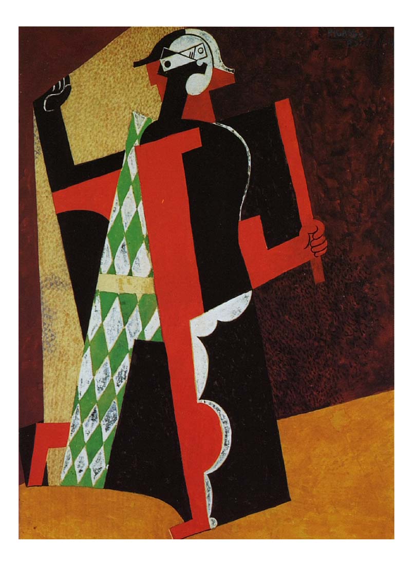 1917 Arlequin by Pablo Picasso, vintage artwork, 16x12"(A3) Poster