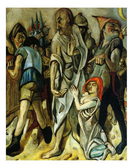 1917 Max Beckmann - Christ and the adulterous woman-Vintage Artwork, 16x12"(A3) Poster Print