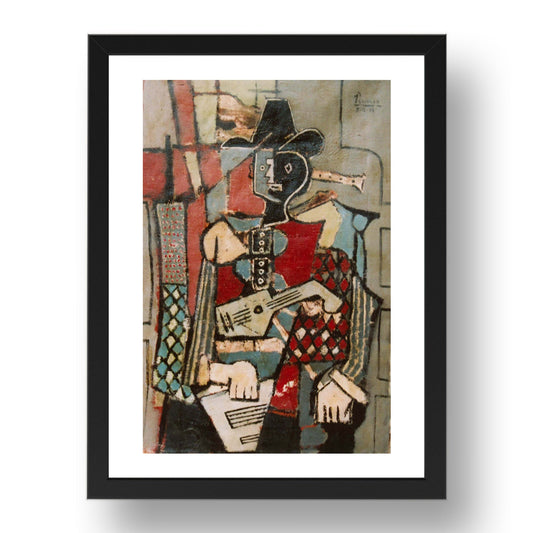 1918 Arlequin1 (1918 Harlequin1), vintage artwork by Pablo Picasso, A3 Size Reproduction Poster Print in 17x13" Black Frame