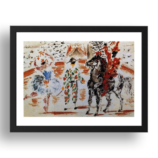 1918 Circus (1918 Circus), vintage artwork by Pablo Picasso, A3 Size Reproduction Poster Print in 17x13" Black Frame