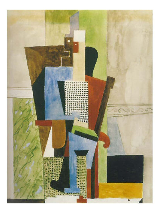1918 Homme assis by Pablo Picasso, vintage artwork, 16x12"(A3) Poster