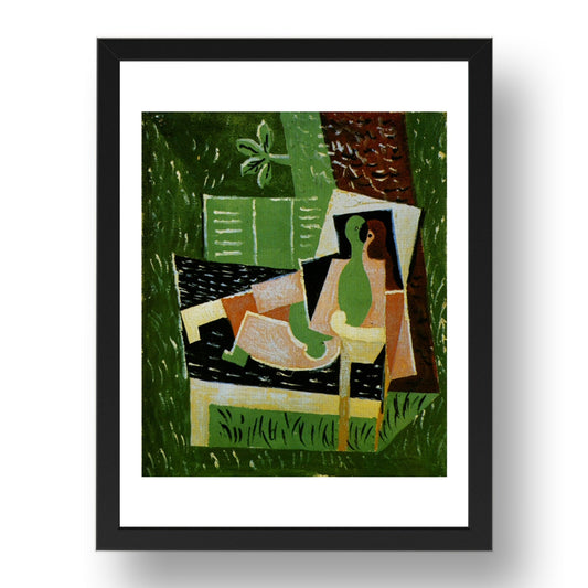 1918 Idylle sous un arbre (1918 Idyll under a tree), vintage artwork by Pablo Picasso, A3 Size Reproduction Poster Print in 17x13" Black Frame