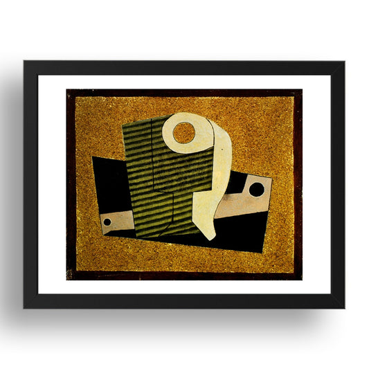 1918 Verre et pipe (1918 Glass and pipe), vintage artwork by Pablo Picasso, A3 Size Reproduction Poster Print in 17x13" Black Frame