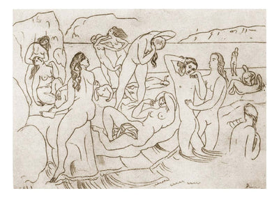 1918 Baigneuses by Pablo Picasso, vintage artwork, 16x12"(A3) Poster