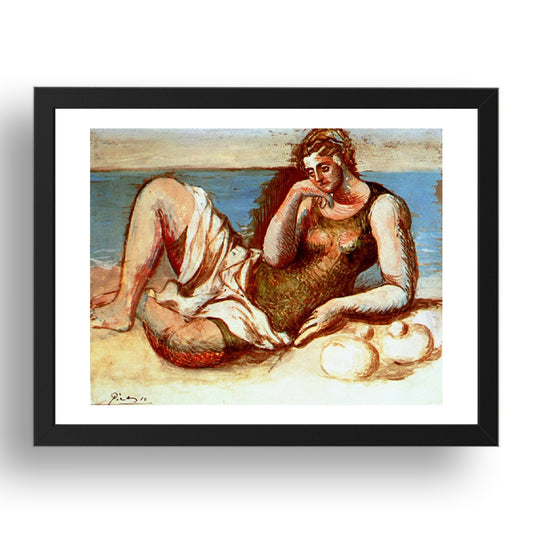 1919 Baigneuse (1919 Bather), vintage artwork by Pablo Picasso, A3 Size Reproduction Poster Print in 17x13" Black Frame