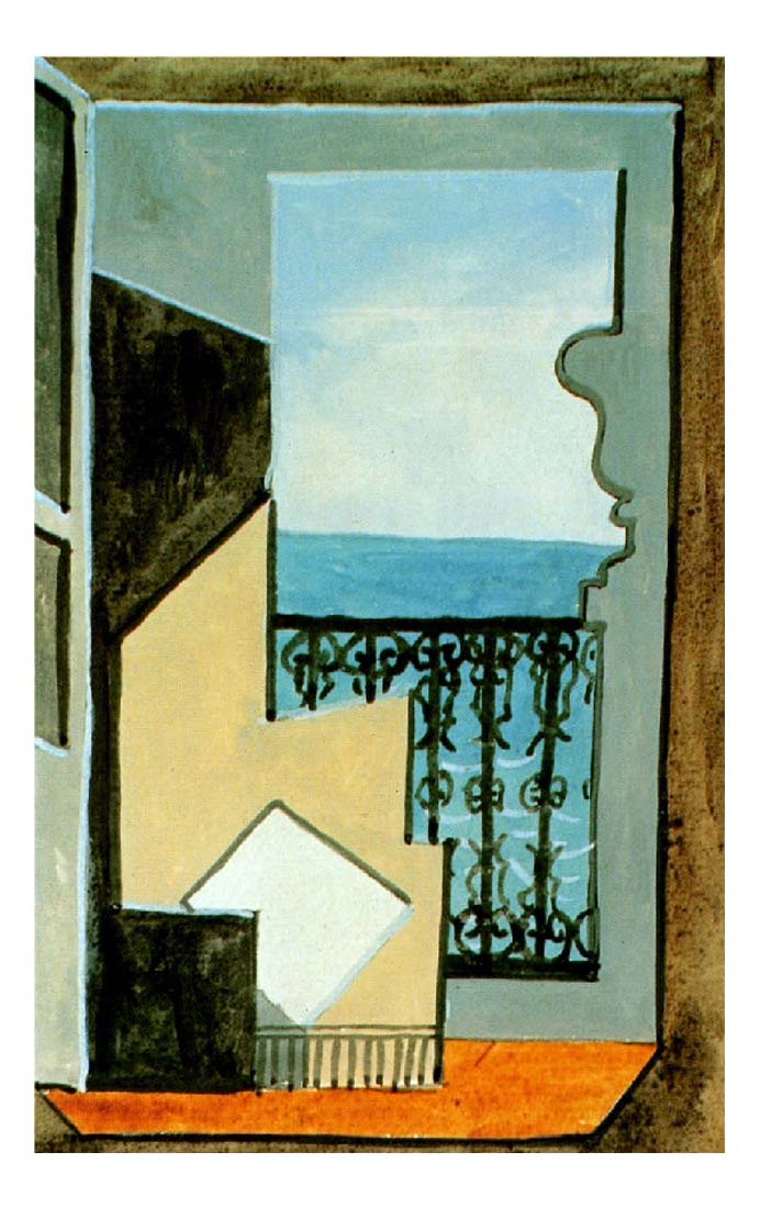 1919 Balcon avec vue sur mer by Pablo Picasso, vintage artwork, 16x12"(A3) Poster