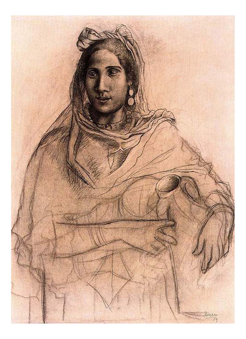 1919 Femme tenant un vase by Pablo Picasso, vintage artwork, 16x12"(A3) Poster