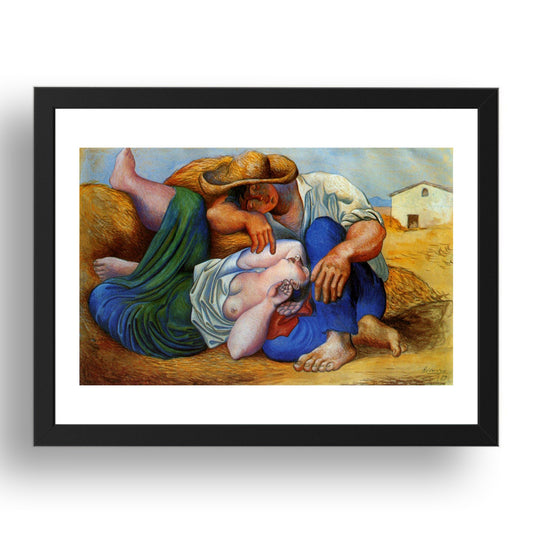 1919 La sieste (1919 The siesta), vintage artwork by Pablo Picasso, A3 Size Reproduction Poster Print in 17x13" Black Frame