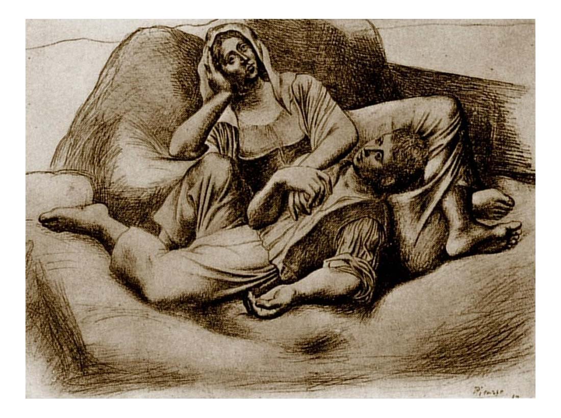 1919 La sieste (Les moissonneurs) by Pablo Picasso, vintage artwork, 16x12"(A3) Poster