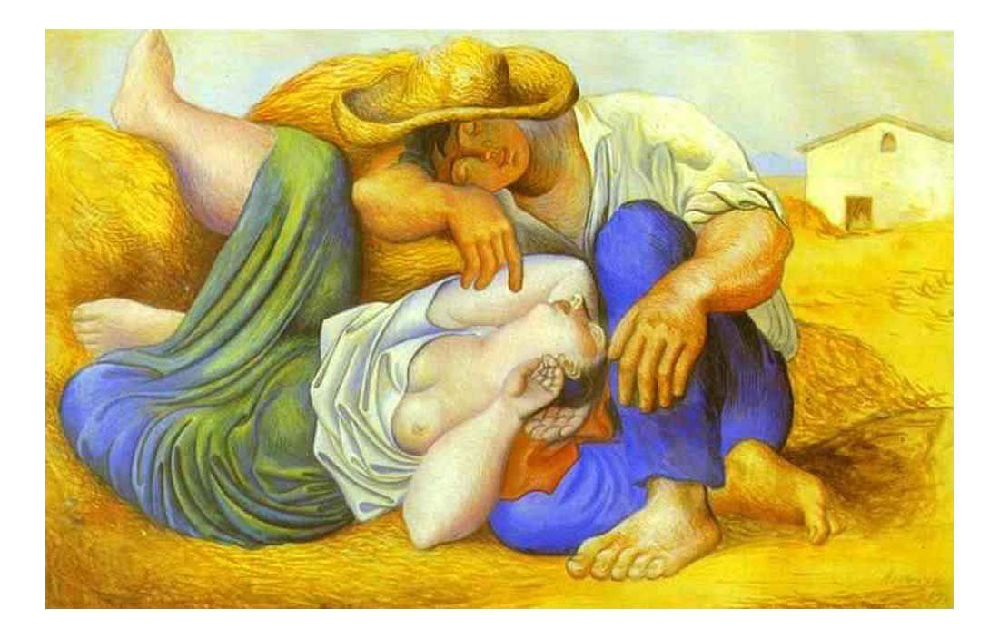 1919 Paysans endormis by Pablo Picasso, vintage artwork, 16x12"(A3) Poster