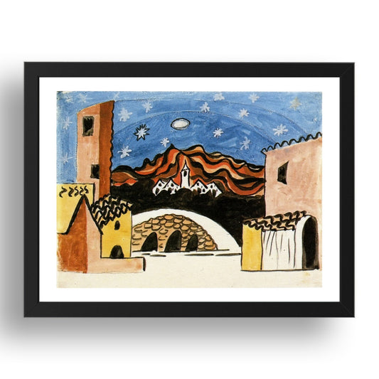 1919 Projet pour le decor eLe Tricornee (1919 Project for the decor of Le Tricornee), vintage artwork by Pablo Picasso, A3 Size Reproduction Poster Print in 17x13" Black Frame