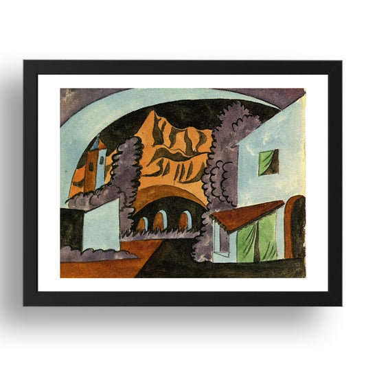 1919 Projet pour le decor eLe Tricornee1 (1919 Project for the decor eLe Tricornee1), vintage artwork by Pablo Picasso, A3 Size Reproduction Poster Print in 17x13" Black Frame