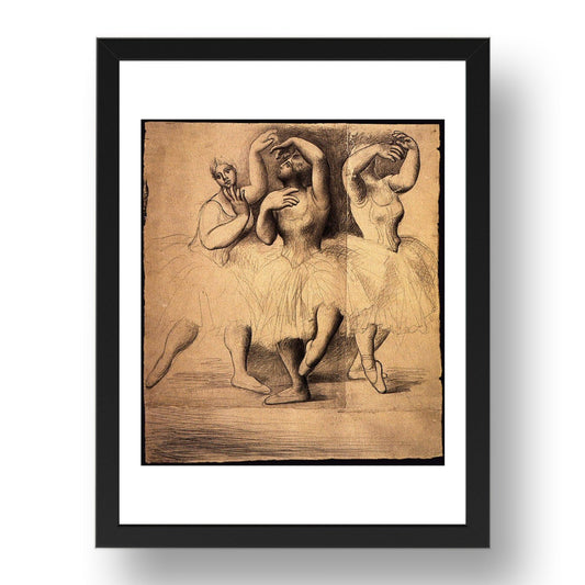 1919 Trois danseuses (1919 Three Dancers), vintage artwork by Pablo Picasso, A3 Size Reproduction Poster Print in 17x13" Black Frame