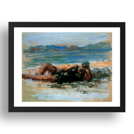1920 Baigneuse sur la plage (1920 Bather on the beach), vintage artwork by Pablo Picasso, A3 Size Reproduction Poster Print in 17x13" Black Frame