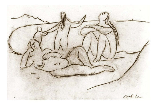 1920 Baigneuses et enfants by Pablo Picasso, vintage artwork, 16x12"(A3) Poster