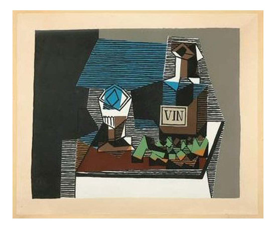 1920 Bouteille et raisins by Pablo Picasso, vintage artwork, 16x12"(A3) Poster