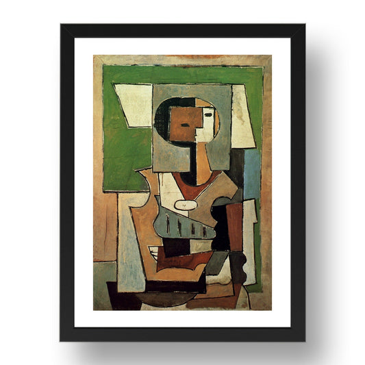 1920 Composition avec personnage eFemme aux bras croisese (1920 Composition with figure Woman with crossed arms), vintage artwork by Pablo Picasso, A3 Size Reproduction Poster Print in 17x13" Black Frame