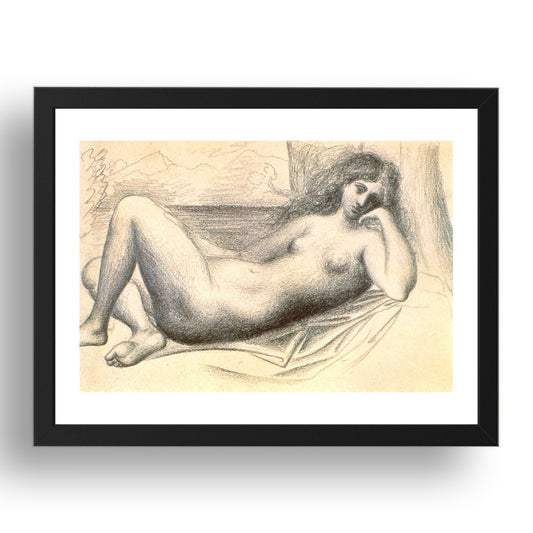 1920 Femme allongee (1920 Reclining Woman), vintage artwork by Pablo Picasso, A3 Size Reproduction Poster Print in 17x13" Black Frame